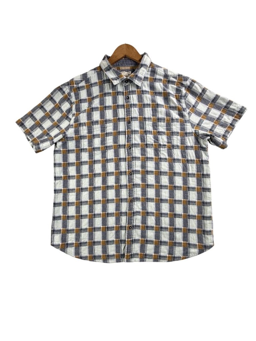 Carbon2Cobalt Shirt Mens Large Multicolor Plaid Short Sleeve Button Up Pockets